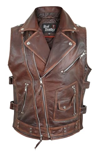 Motorcycle Vest Outfits For Men - Vintage Biker Genuine Leather Vests Collection2