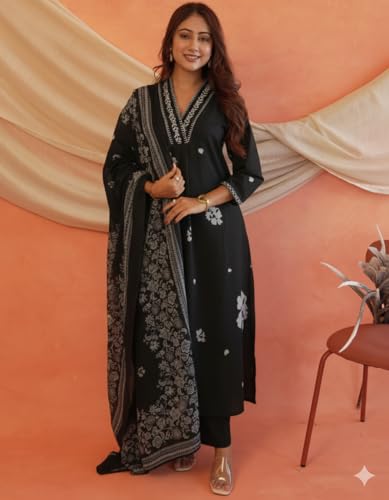 Image of Women's Mulmul Cotton Kurti with Pant and Dupatta