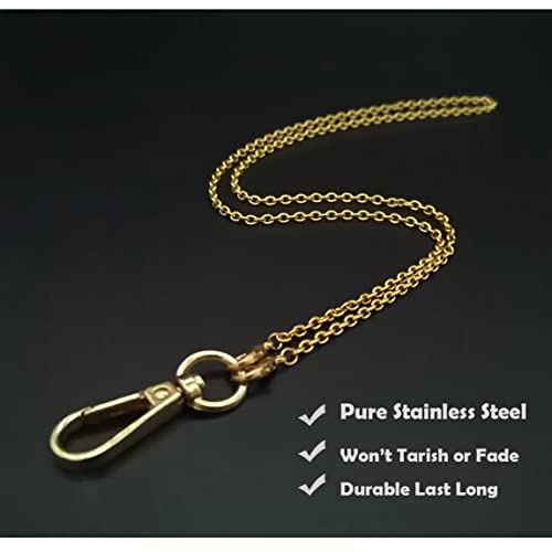 Lanyards For Id Badges Necklace Chain Lanyard For Keys Gold Stainless Steel Id Badge Holder #TOP1