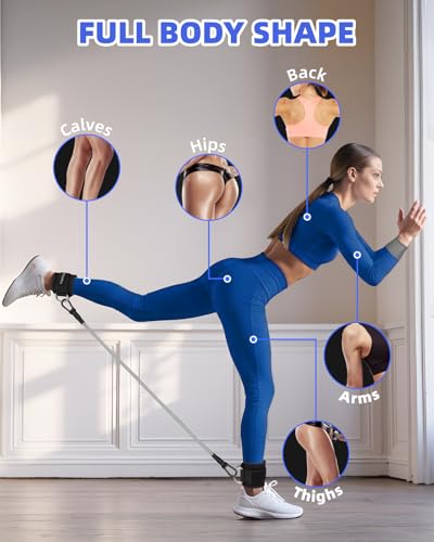 Image of Resistance Bands Set - Resistance Band and Adjustable Ankle Exercise Bands with Cuffs Great Equipment for Training, Working Out, Yoga,Home Gym with Training Guidance & Carry Bag,Set of 8