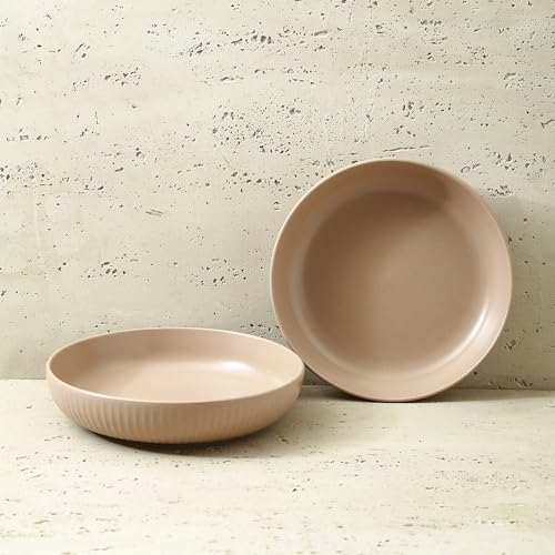 Image of Stone Lain Logan Stoneware Pasta Bowl Set of 4, Beige
