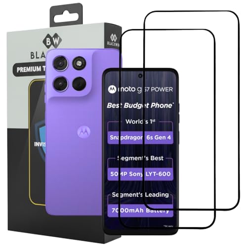 Image of Blackwik Tempered Glass Screen Protector for Moto G67 Power /Moto G57 Power 5G with Edge-To-Edge Protector Coverage | Easy Installation Kit (Black) (Pack Of 2)