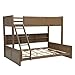 Bellemave Twin XL Over Queen Bunk Bed for Kids/Adults,Bunk Beds with Charging Station and Bookcase,Solid Wood Bunk Beds Twin XL Over Queen for Girls,Boys,Antique Wood