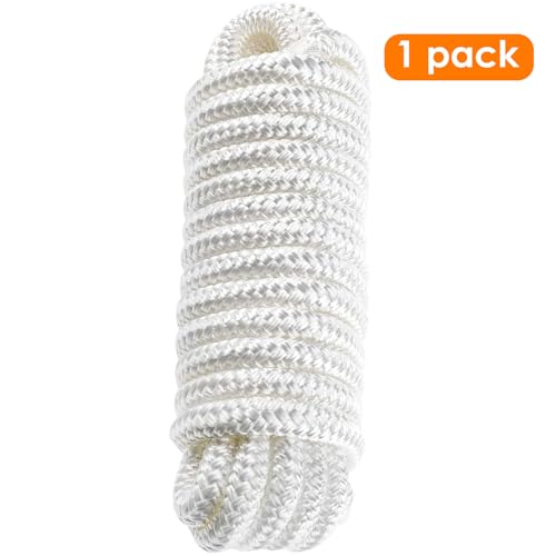 BOOMSTART Festmacherleine aus doppelt geflochtenem Nylon, 16 mm (5/8') x 7,6 m (25 ft), 38 cm (15') Auge, Bruchlast 3.500 kg (7.700 lbs), Arbeitslast 700 kg (1.540 lbs) – Für Boote bis 13,7 m (45 ft)
