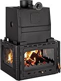 Prity 3C W28 Kamineinsatz | 33,2 kW Gesamtleistung (5 kW Luft + 28,2 kW Wasser) | Ø 200 mm Rauchrohr | Gusseisentür | 28 l Wasserboiler | Zentralheizung