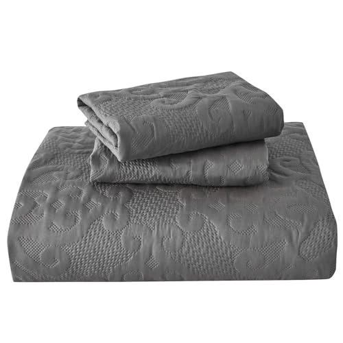 Image of Kingnex 106x96 King Size Lightweight Bedspread Coverlet Set Dark Grey