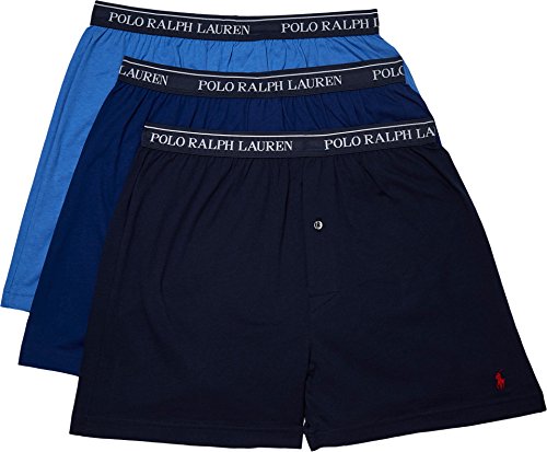 Polo Ralph Lauren Classic Cotton Knit Boxer 3-Pack Large Assorted Blue