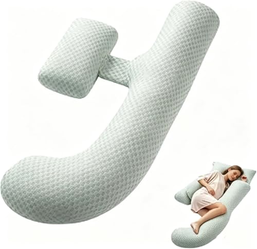 Pregnancy Pillow, SEEDNUR Full Body Maternity Pillow Support for Back, Legs, Belly, HIPS, Pregnancy Body Pillow with Detachable & Adjustable Cover, Pregnancy Pillow for Sleeping Relieve Fatigue & Pain