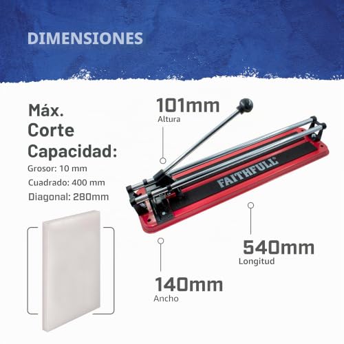 Cortadora de azulejos manual con doble guía rígida para gres de 10 mm 2