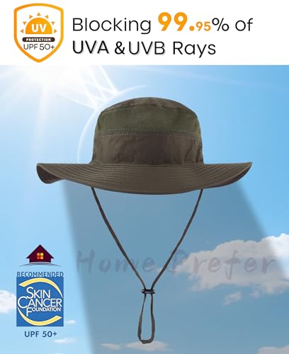 Image of Home Prefer UPF 50+ Men's Sun Hat Wide Brim Bucket Hat UV Protection Hat for Mens Womens Beach Safari Gardening Golf Fishing