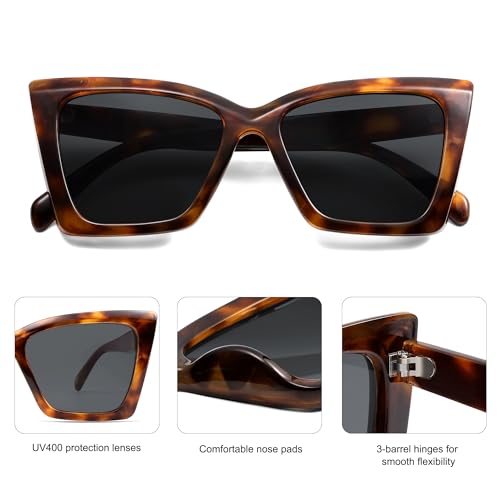 Image of SOJOS Trendy Oversized Cateye Sunglasses Womens UV400 Designer Shades Lentes De Sol Para Mujer SJ2347