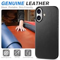SHIELDON Lederhülle für iPhone 16 6,1" 5G 2024, Schwarz – Ansicht 3
