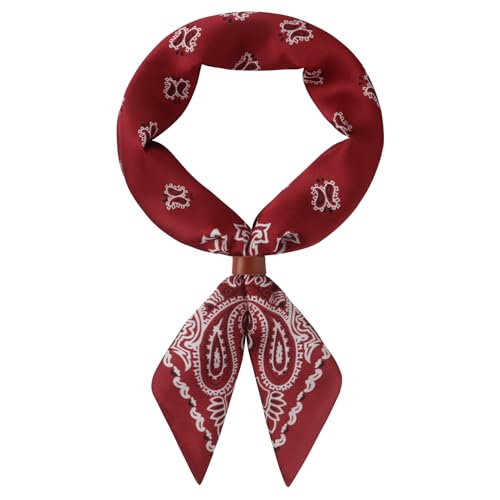 Image of 27.5 Inches Square Silk Feeling Neck Scarf for Men Necktie Silk Bandanas Pocket Square Cowboy Scarves