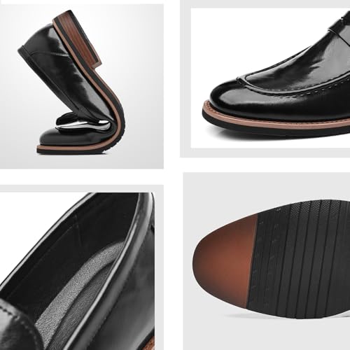 Men's Classic Leathe Dress Loafers Pointed Toe Business Office Slip-On Oxfords Casual Non-Slip Driving Penny Wedding Tuxedo Shoes2