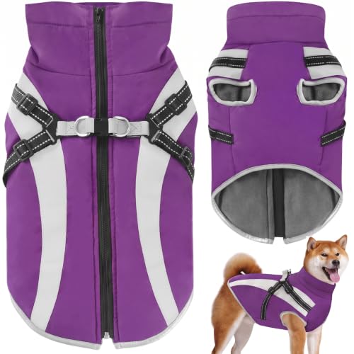 Oslueidy Abrigo Impermeable para Perros con Tirantes,Chaqueta Térmica de Invierno a Prueba de Viento Ropa para Mascotas Abrigos Perro para Pequeños Medianos Grande Perros