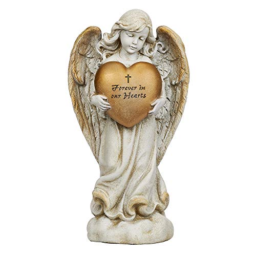Joseph's Studio By Roman - Angel Holding Heart Memorial Garden Statue, Collection, 12.25" H, Resin And Stone, Decorative, Religious Gift, Home Indoor And Outdoor Decor, Durable, Long Lasting #TOP29