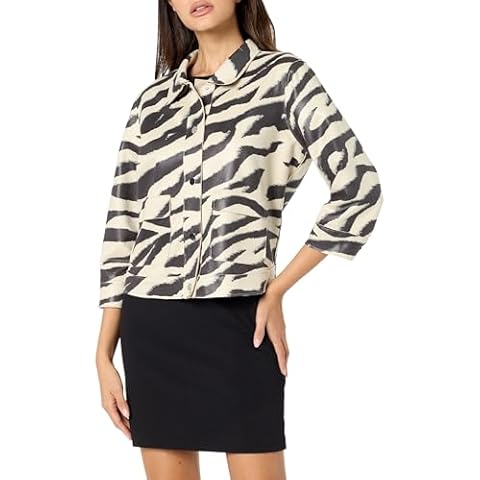 MULTIPLES Zebra Print Snap Front Jacket Cover