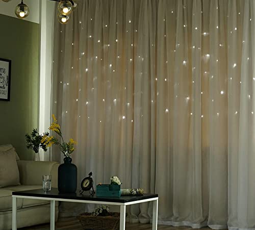Cortinas beige de doble capa para un salón moderno y luminoso 4