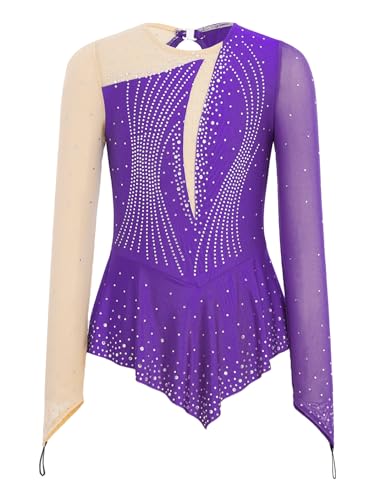 Robe patinage artistique avec strass et maillot de danse ballet pour fille