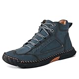 Men's Leather Ankle Boots Lace-Up Orthopedic Handmade...