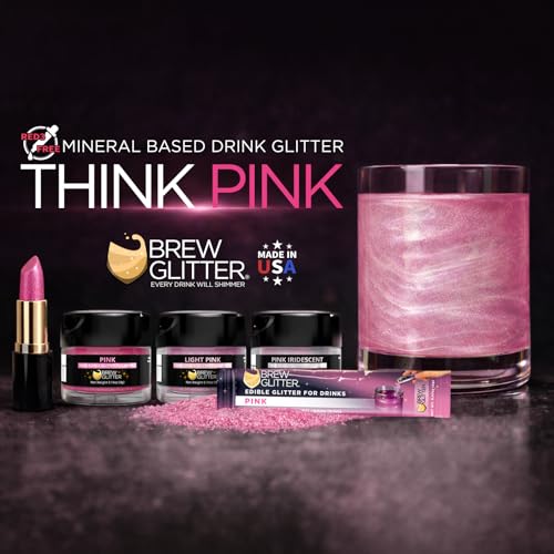 Brew Glitter Edible Glitter for Drinks, Cocktails, Beer, Garnish & Beverages (Pink, 4 Grams)