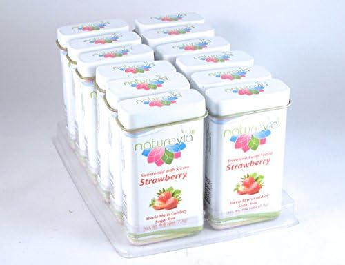 Sugar free candy Mints with stevia Strawberry 100 Tabs 12 Pack