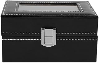 Zerodis Watch Case Box, 3 Slots PU Leather Black Classic Watch Jewellery Display Storage Organizer Box Case With Clear Glass Top
