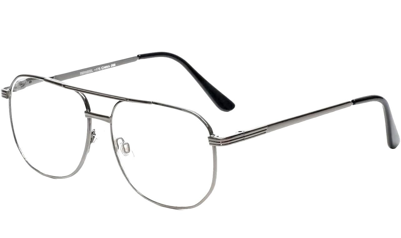 The Intellectual Metal Clear Bifocal Aviator Reader, Cheaters Reading Glasses, Men Women