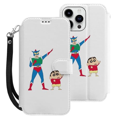 クレヨンしんちゃん iPhone15ProMax用ケース 手帳型 スマホケース アイホン15ProMax用 財布型カバー カードポケット スタンド機能 誕生日ギフト 人気 男女兼用