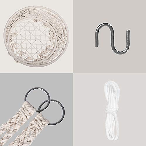 Suncreat Hammock Chair Macrame Swing With Side Pocket, Hanging Cotton Rope Hammock Swing Chair For Indoor And Outdoor Use, 330 Lbs Capacity, Beige #TOP4