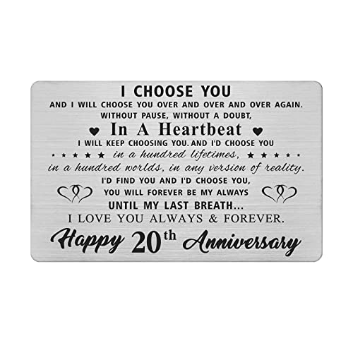 LGQDYMZ 20th Anniversary Card Gifts for Him Men, Happy 20 Year yr Wedding Anniversary Wallet Cards Gift for Husband