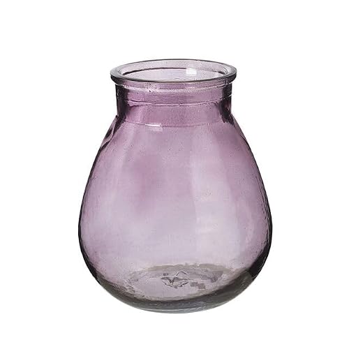 OASIS® Elena Vase, Mauve Glass Flower Vase, 17cm Height, 14cm Diameter