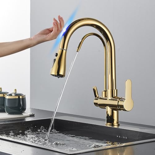 Robinet de cuisine de capteur intelligent mitigeur eau chaude froide double bec