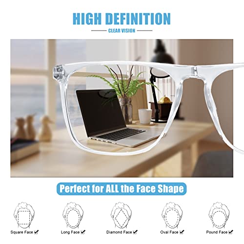 Image of Oversized 3.50 Reading Glasses Men Large Square Readers Fashion Light Reader 1.0 1.25 1.5 1.75 2.0 2.25 2.5 2.75 3.0 3.5 Mens Clear 350 WEMOOTANTS