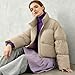 ARCTHLEX Women's Short Down Jacket Cropped Winter Coat Button Lightweight Puffer Jacket Without Hood for Winter Warm Cozy Khaki