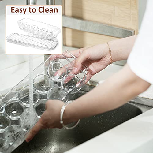 Egg Storage Container For Refrigerator 2 Pack, Egg Tray Holder For Refrigerator With Lid, Clear Plastic Stackable Refrigerator Organizer Bins Holds 14 Eggs #TOP7