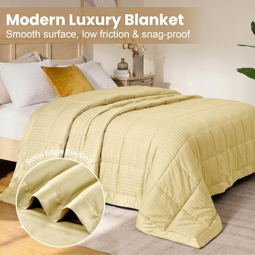 downluxe Down Alternative Blanket for Bed, Satin Trim, Queen, Yellow by downluxe - Used condition - Image 3