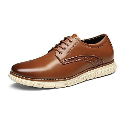 Bruno Marc Men's Crossflex Dress Sneakers Casual Oxford Formal Shoes,Size 11,Brown,GRANDPLAIN Cover