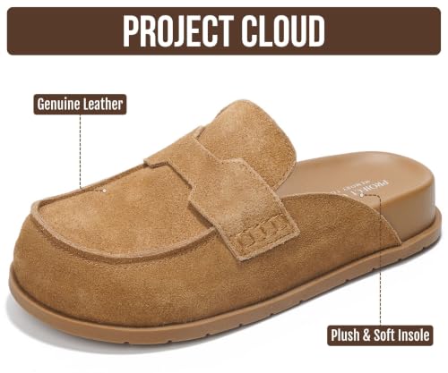 Image of Project Cloud 100% Genuine Leather Womens Clogs - Plush & Soft Insole with Arch Support Non Slip Mules & Clogs for Women Footwear - Water Resistant Women Shoes (Foamy)