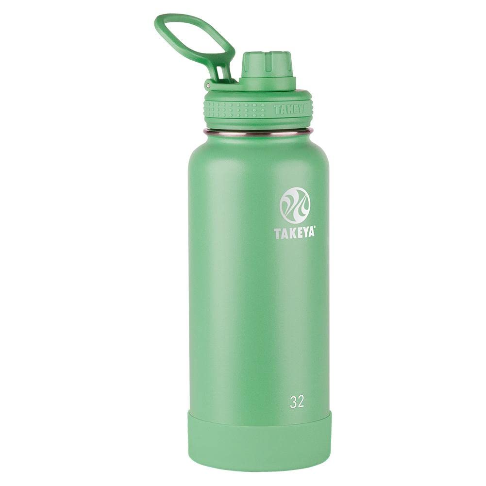 Takeya Actives Insulated Stainless Steel Water Bottle with Spout Lid, 32 Ounce, Mint