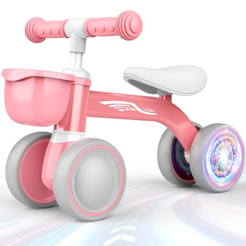 HappyGoLucky Draisienne Bebe 1 2 Ans, Jouet Enfant pour 12-24 Mois, Roues Colorées, Ultra-léger, Vélo avec Panier, Draisienne Jouet Fille 1 2 Ans, Cadeau...