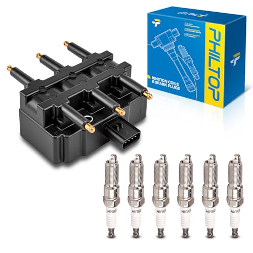 Image of PHILTOP Ignition Coil Pack and Spark Plugs Fits for Dodge 2001-2010 Grand Caravan 3.8L /3.3L, 2001-2007 Caravan, Chrysler 2001-2010 Town & Country 3.8L /3.3L, Jeep 2007-2011 Wrangler, 1PCS UF305