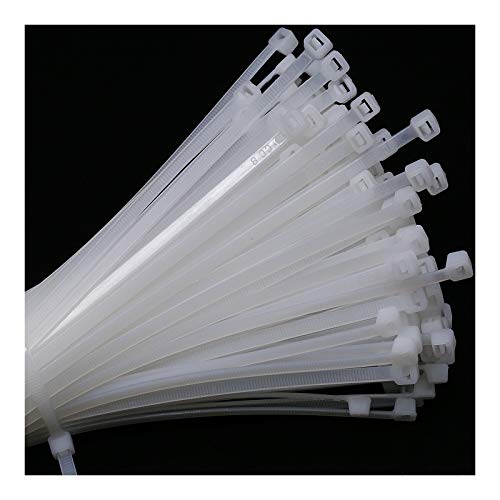 250 Pièces Collier de Serrage 300 mm x 4,8 mm,Serre-Câble Attache Câble Blanc,Qualité Supérieure Colliers de Serrage Plastique(Blanc)