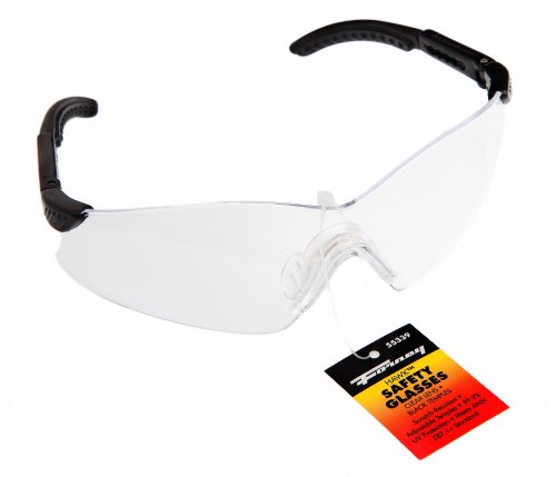 Forney 55339 Safety Glasses with Black Frame, Clear