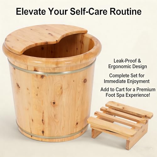 Cubo de Madera para Spa de Pies 40cm con Tapa y Banqueta miniatura 6