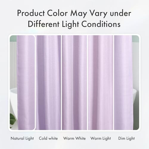 Image of AmazerBath Light Purple Shower Curtain Waffle Textured, Lavender Shower Curtain Fabric Thick Heavy Duty 240GSM, Hotel Quality Bathroom Shower Curtains, Premium Polyester, 72 x 72 Inches