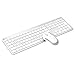 iClever GK08 Wireless Keyboard and Mouse Combo - Full-Size Ergonomic Keyboard with Number Pad, 2.4G USB, Quiet Click, 3-Level DPI, Rechargeable, Slim Design for Windows/Mac, Silver