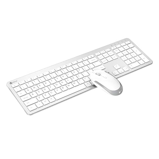 iClever GK08 Wireless Keyboard and Mouse - Rechargeable Keyboard Ergonomic Quiet Full Size Design with Number Pad, 2.4G Stable Connection Slim Mac Keyboard and Mouse for Windows Mac OS Computer