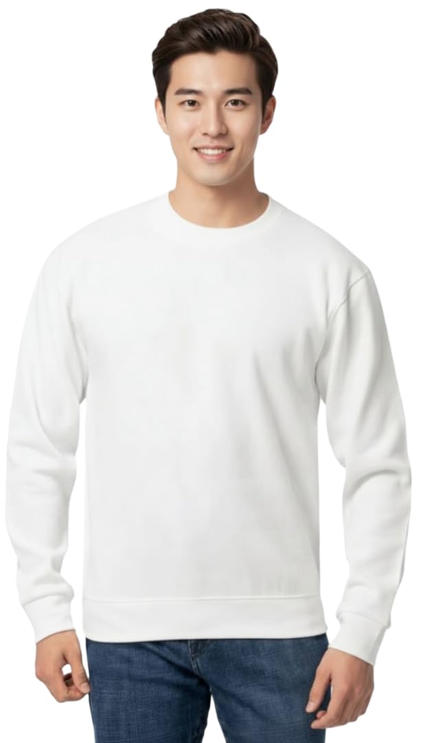 vel Plain Sweatshirts for Man | 320 GSM Rich Cotton Fleece Solid Regular Fit Full Sleeve Sweatshirt for Men | Stylish Casual Wear Winter Sweatshirt for Men-picture-53