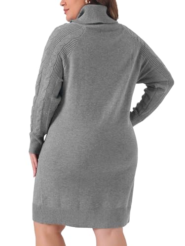 Image of Agnes Orinda Plus Size Sweaters for Women Long Sleeve Turtleneck Warm Pullover Mini Sweater Dresses